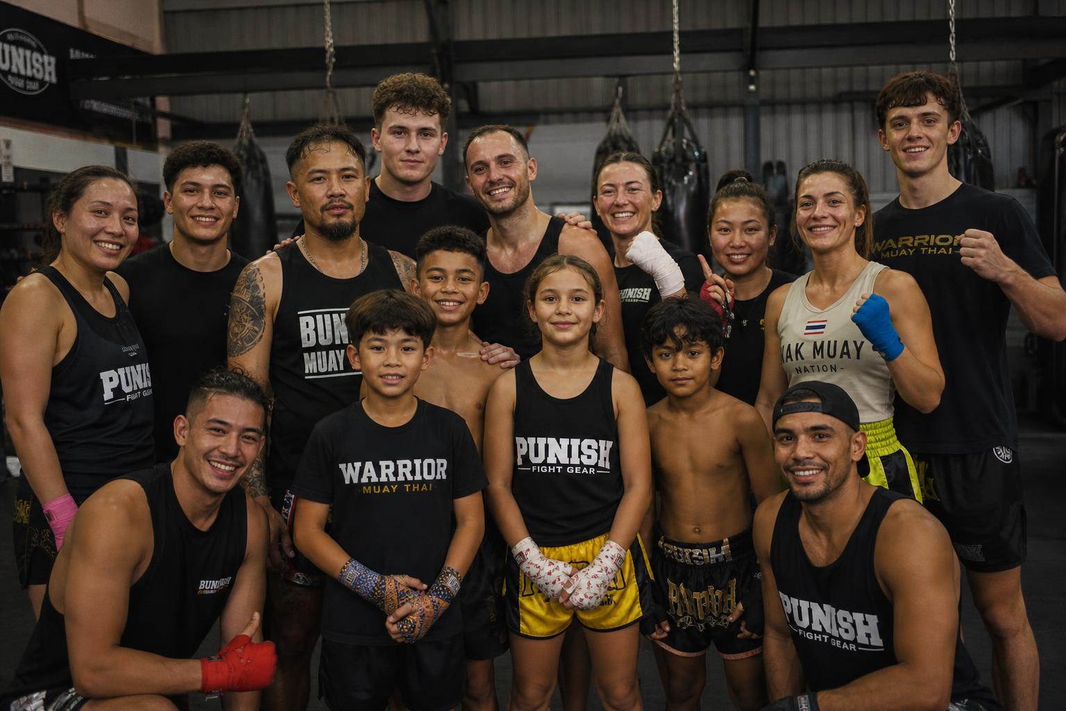 Diverse Muay Thai fighters training together